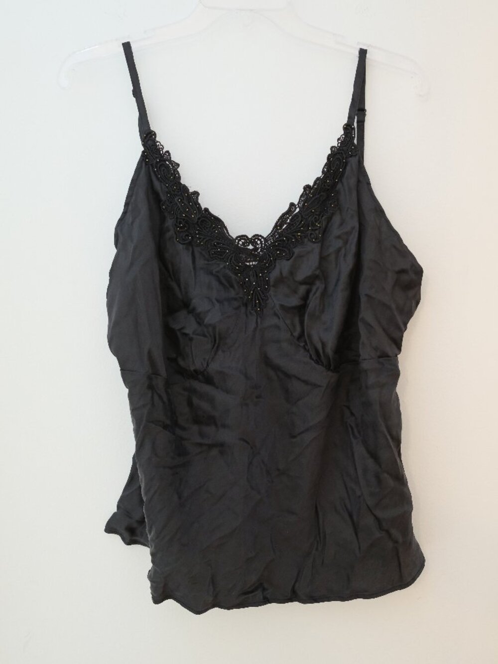 100% Silk Black V Neck Tank
